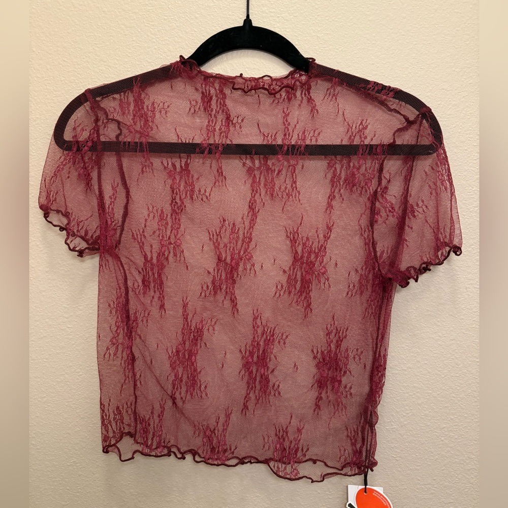 maroon mesh top